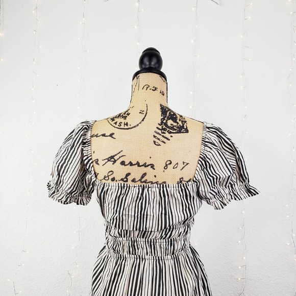 Show Me Your MuMu Sandra Smocked Off The Shoulder Striped Mini Dress Small - Picture 6 of 9